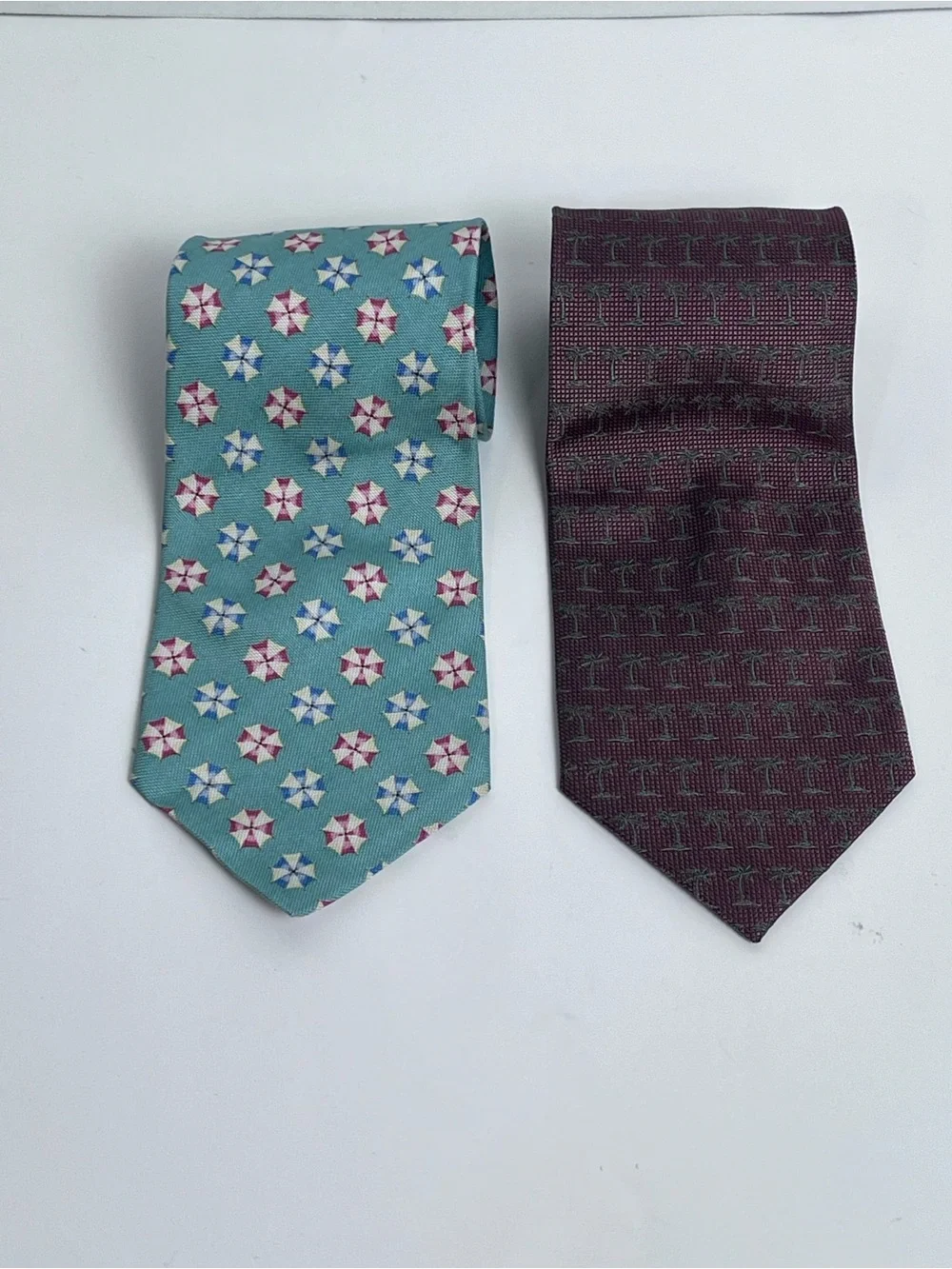 Lot of 2 Tommy Bahama 100% Silk Off Island Tropical Themed Ties; Wedding, Cruise